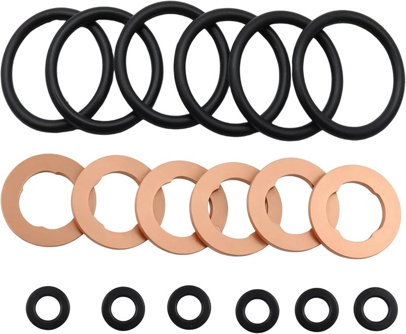 wfsulee 6 Set Fuel Injectors Seals Repair Kit/Injector Seal Rings O Ring Kit fits for Audi A4 A5 A6 A7 A8 Q5 Q7 VW Amarok Touareg 3.0 TDI Compatible with 05A130519 WHT000884 - Image 1
